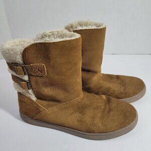 Koolaburra By UGG Girls Youth‎ Short Suede Shearling Boots Size 3 Tan 1096445